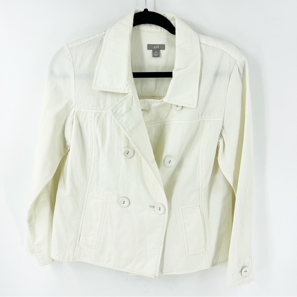 ✅ J.JILL COTTON CREAM LIGHTWEIGHT DOUBLE BREASTED JACKET SIZE SMALL